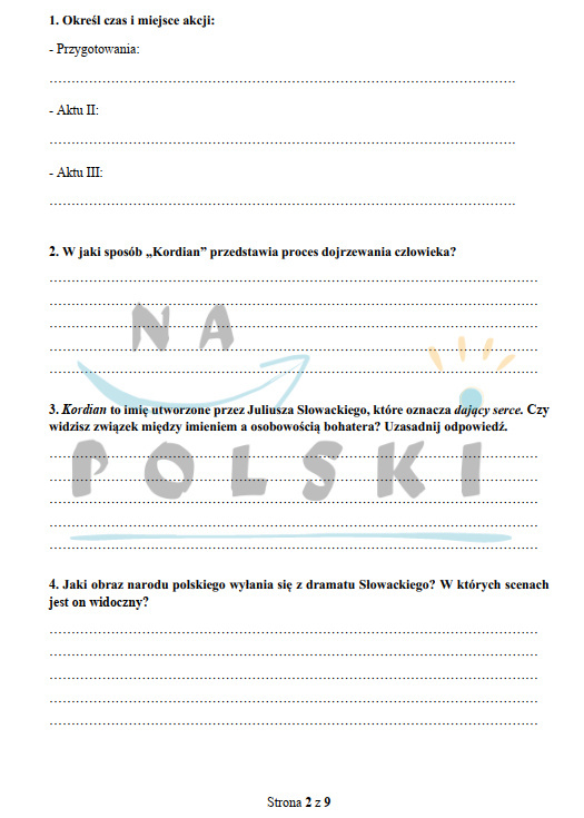 Test Ze Znajomości Lektury Pamiętnik Felka Parerasa "Kordian" - sprawdzian ze znajomości lektury | Na Polski